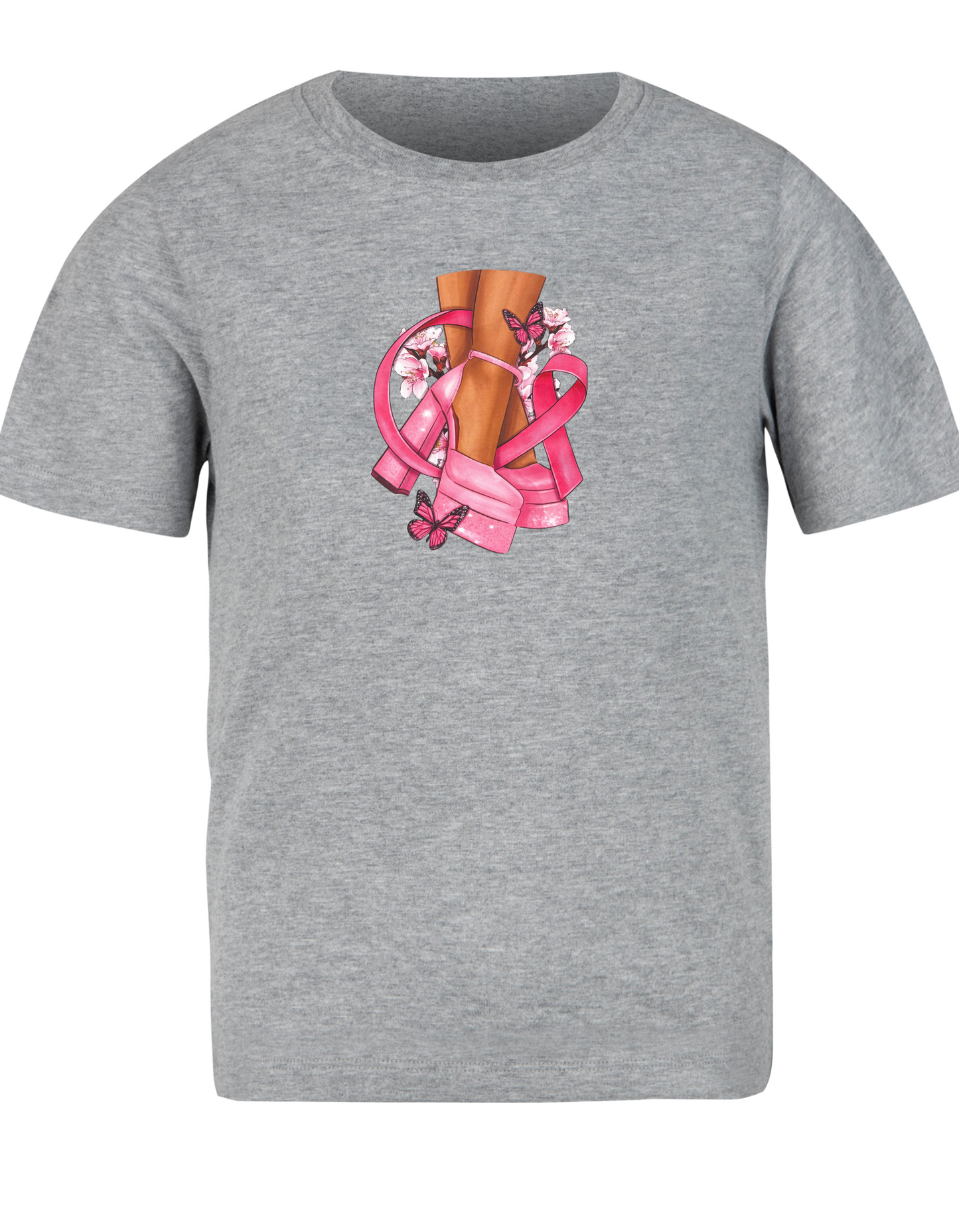 Breast Cancer Awareness Woman & Butterfly Shoe Tee