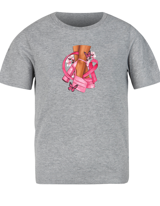 Breast Cancer Awareness Woman & Butterfly Shoe Tee