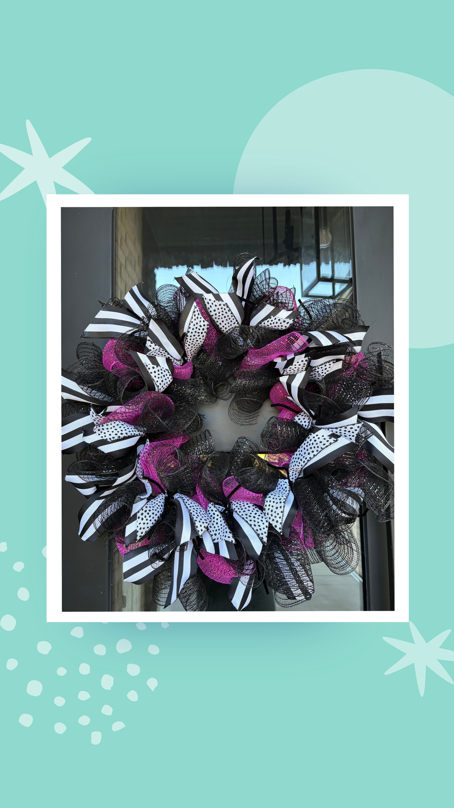 Pink, Black & White Wreath 🎀